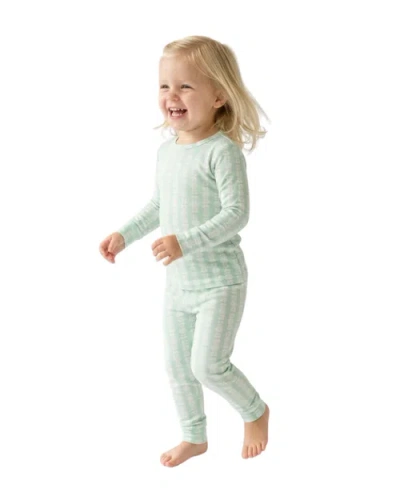 Motette Kids'  Long Sleeve And Pants Pajama Set In Green