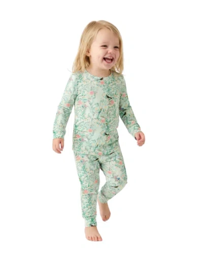 Motette Kids'  Long Sleeve And Pants Pajama Set In Green