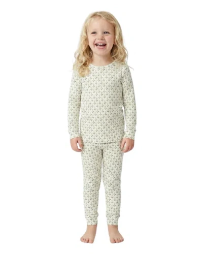Motette Kids'  Long Sleeve And Pants Pajama Set In White