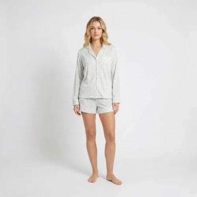 Motette Long Sleeve & Shorts Pajama Set In White
