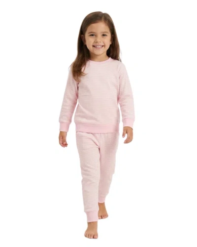 Motette Kids'  Peony Stripe Little Lounger Sweatsuit In Pink