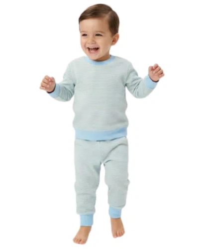 Motette Kids'  Seaside Stripe Little Lounger Sweatsuit In Blue