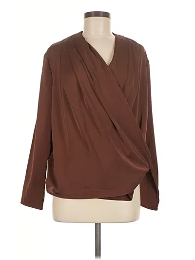 Pre-owned Motf Long Sleeve Blouse In Brown
