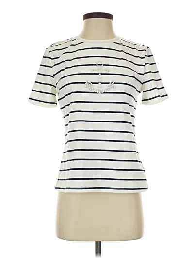 Pre-owned Motf Short Sleeve Top Ivory Keyhole Neckline Tops In White