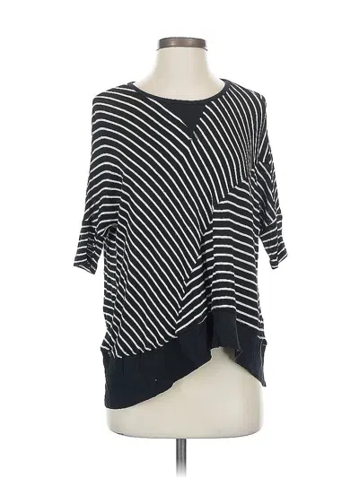 Pre-owned Moth 3/4 Sleeve Top Black Stripes Pattern Boatneck Tops