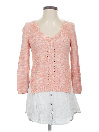 Pre-owned Moth 3/4 Sleeve Top Orange Sweetheart Neckline Tops