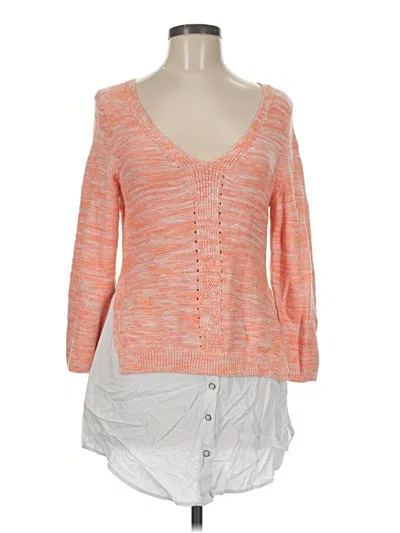 Pre-owned Moth 3/4 Sleeve Top Orange Sweetheart Neckline Tops