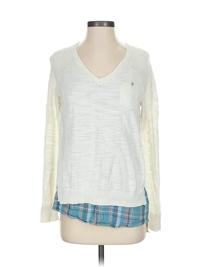 Pre-owned Moth Long Sleeve Top Ivory V Neck Tops In White