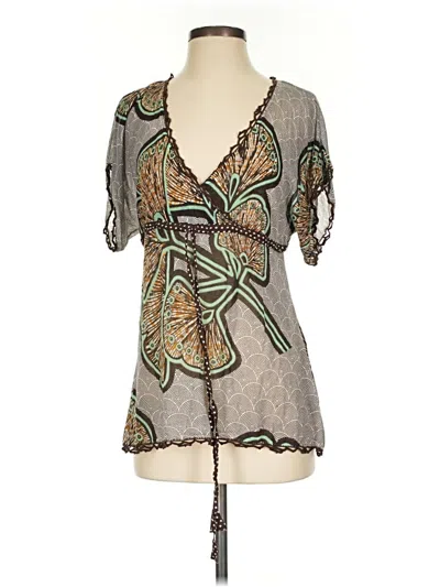 Pre-owned Moth Short Sleeve Blouse In Gray
