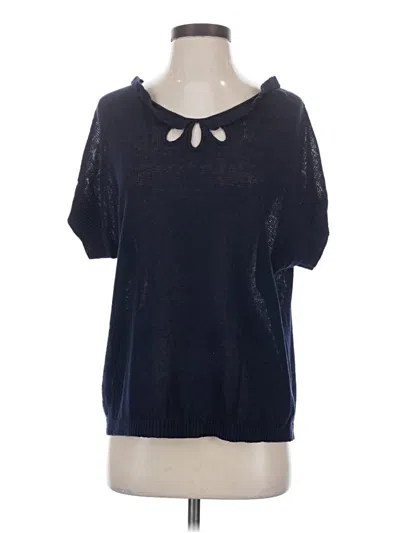Pre-owned Moth Short Sleeve Top Black Keyhole Neckline Tops