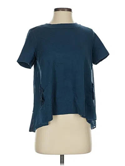 Pre-owned Moth Short Sleeve Top Blue Keyhole Neckline Tops
