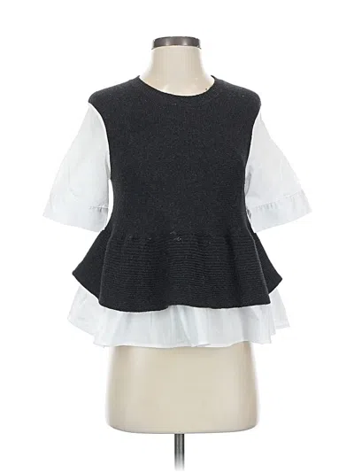 Pre-owned Moth Short Sleeve Top Gray Ruffles Neckline Tops