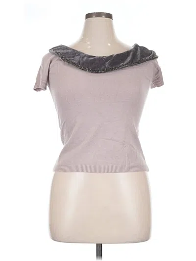 Pre-owned Moth Short Sleeve Top Gray Solid Pattern Boatneck Tops