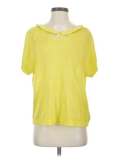 Pre-owned Moth Short Sleeve Top Yellow Keyhole Neckline Tops