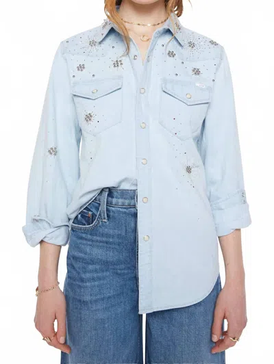Mother All My Exes Button Up Shirt In More Is More In Blue