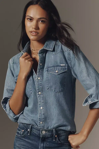 Mother All My Exes Denim Buttondown Shirt In Blue