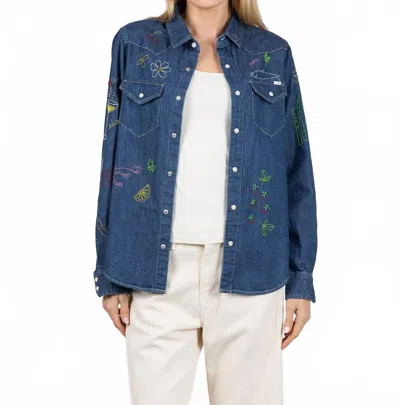 Mother All My Exes Denim Shirt Jacket In Reservations Required In Blue