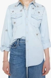 Mother All My Exes Embroidered Denim Shirt In Blue