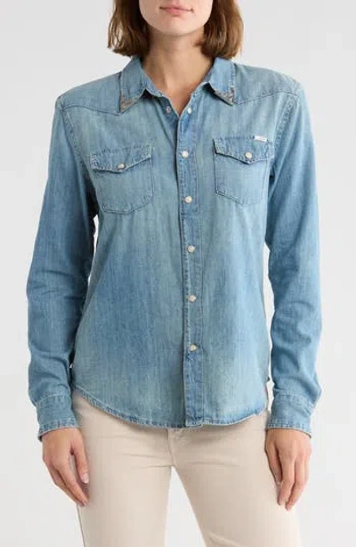 Mother All My Exes Metal Tipped Denim Shirt In Blue