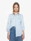 Mother All My Exes Embroidered Denim Shirt In Blue