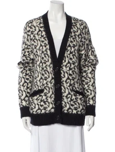 Pre-owned Mother Alpaca Animal Print Sweater In Black