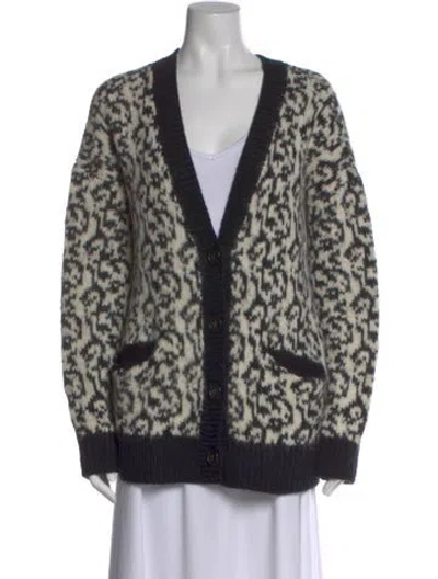 Pre-owned Mother Alpaca Animal Print Sweater In Black