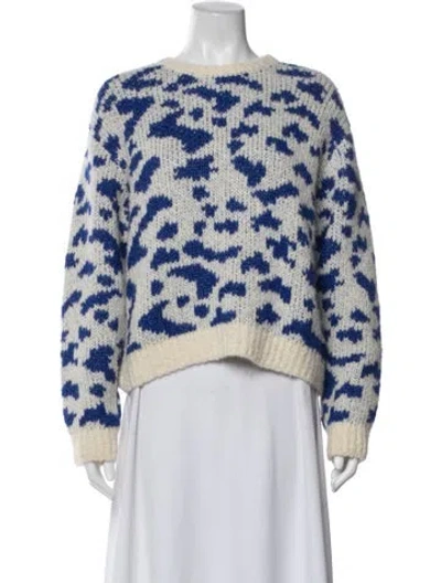 Pre-owned Mother Alpaca Animal Print Sweater In Blue
