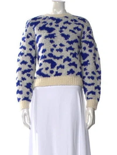 Pre-owned Mother Alpaca Animal Print Sweater In Blue