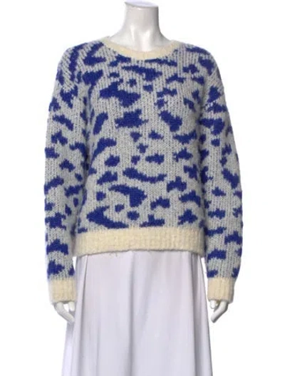 Pre-owned Mother Alpaca Animal Print Sweater In Blue