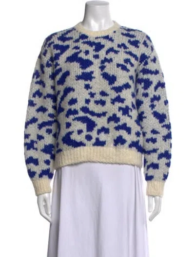 Pre-owned Mother Alpaca Animal Print Sweater In Blue