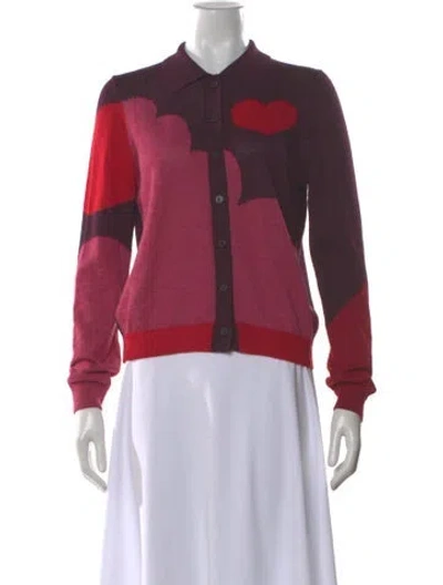 Pre-owned Mother Alpaca Colorblock Pattern Sweater In Pink