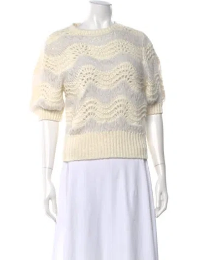 Pre-owned Mother Alpaca Crew Neck Sweater In White