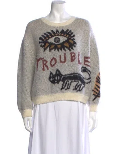 Pre-owned Mother Alpaca Graphic Print Sweater In Neutrals