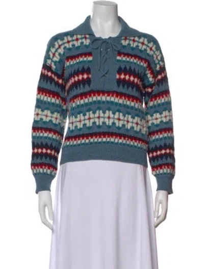 Pre-owned Mother Alpaca Patterned Sweater In Blue