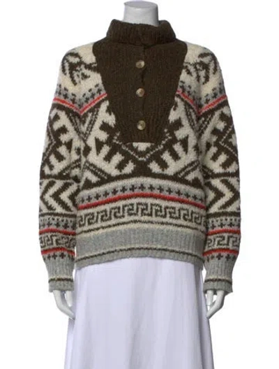 Pre-owned Mother Alpaca Patterned Sweater In White