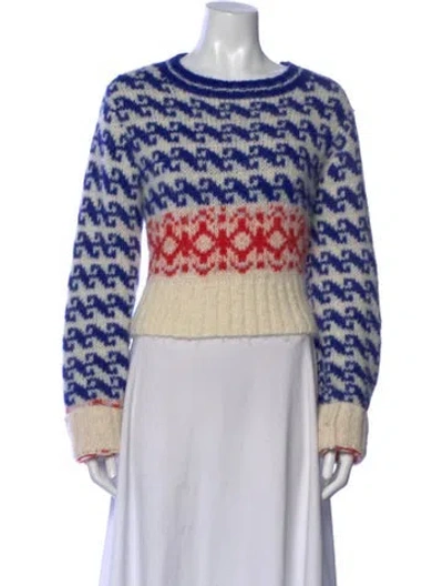 Pre-owned Mother Alpaca Patterned Sweater In White