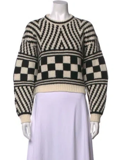 Pre-owned Mother Alpaca Plaid Print Sweater In White