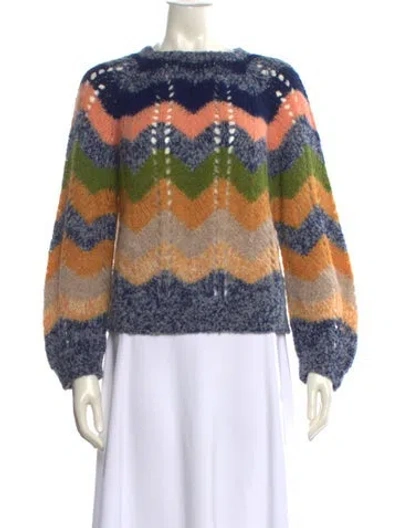 Pre-owned Mother Alpaca Striped Sweater In Blue