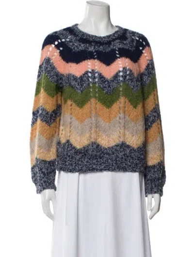 Pre-owned Mother Alpaca Striped Sweater In Blue