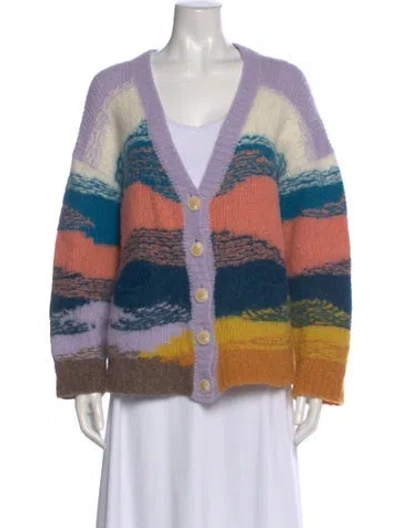 Pre-owned Mother Alpaca Striped Sweater In Blue