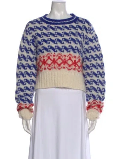 Pre-owned Mother Alpaca Striped Sweater In Blue
