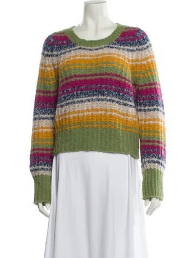 Pre-owned Mother Alpaca Striped Sweater In Green