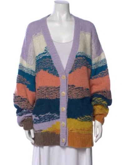 Pre-owned Mother Alpaca Striped Sweater In Purple