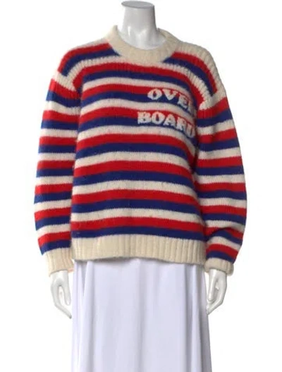 Pre-owned Mother Alpaca Striped Sweater In White