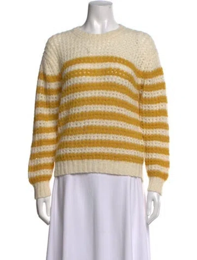 Pre-owned Mother Alpaca Striped Sweater In Yellow