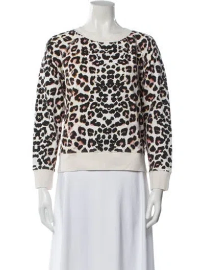 Pre-owned Mother Animal Print Bateau Neckline Sweater In White