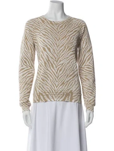 Pre-owned Mother Animal Print Bateau Neckline Sweatshirt In Neutral