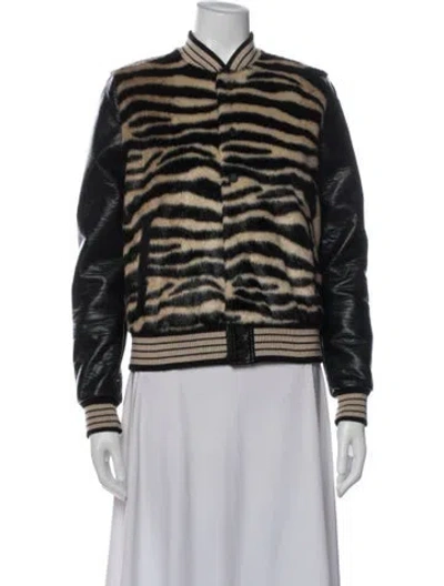 Pre-owned Mother Animal Print Bomber Jacket In Black