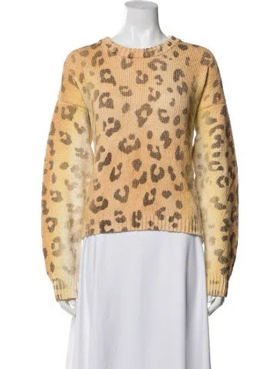 Pre-owned Mother Animal Print Crew Neck Sweater In Brown