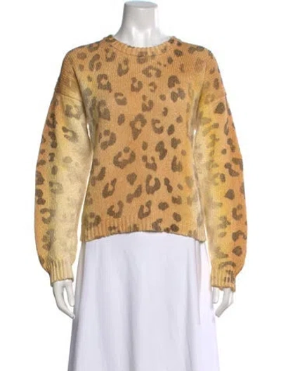 Pre-owned Mother Animal Print Crew Neck Sweater In Brown